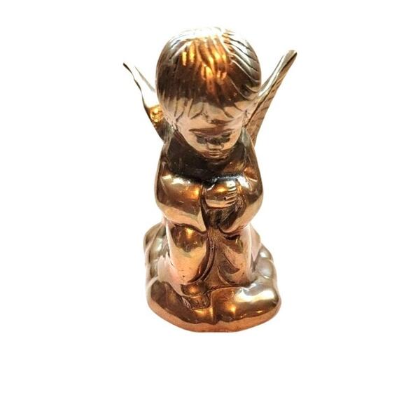 Vintage Praying Brass Angel Candleholder Mini Christmas Candle Decor - Picture 1 of 12